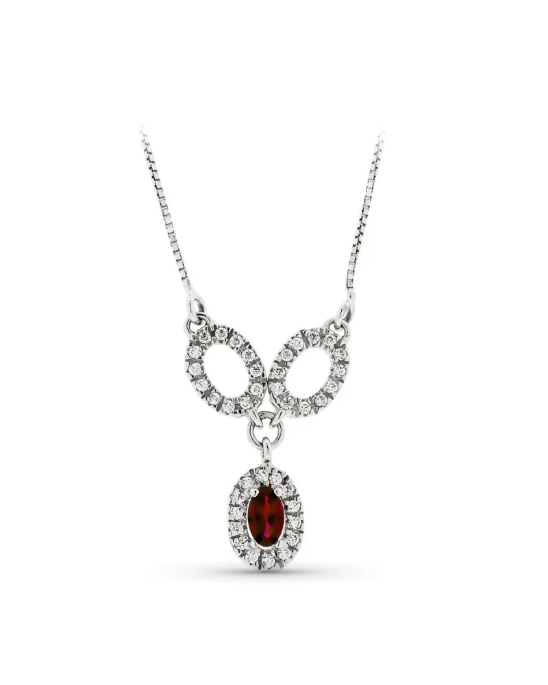 Gargantilla oro blanco 18k círculos circonita