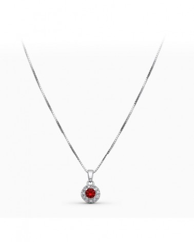 Gargantilla oro blanco 18k circonita cadena veneciana