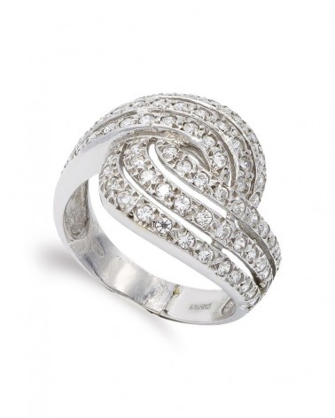 Sortija oro blanco 18k bandas circonitas 16mm