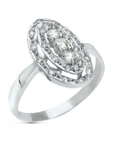 Sortija oro blanco 18k lanzadera circonitas 18mm