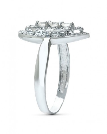 Sortija oro blanco 18k lanzadera circonitas 18mm