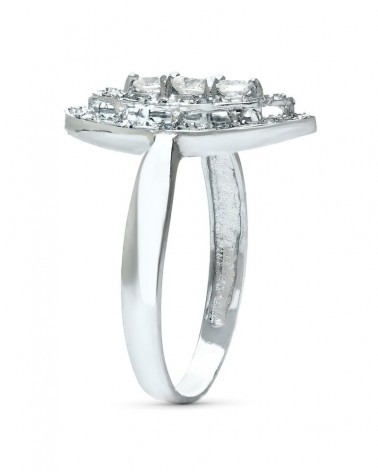 Sortija oro blanco 18k lanzadera circonitas 18mm