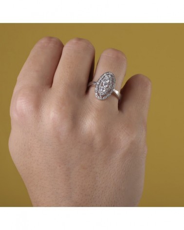 Sortija oro blanco 18k lanzadera circonitas 18mm