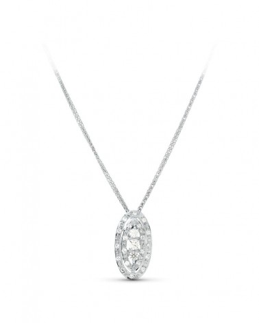 Gargantilla oro blanco 18k circonita motivo oval 45cm