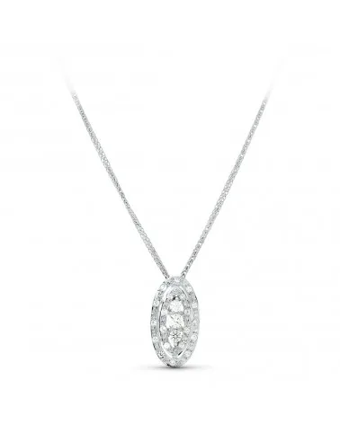 Gargantilla oro blanco 18k circonita motivo oval 45cm