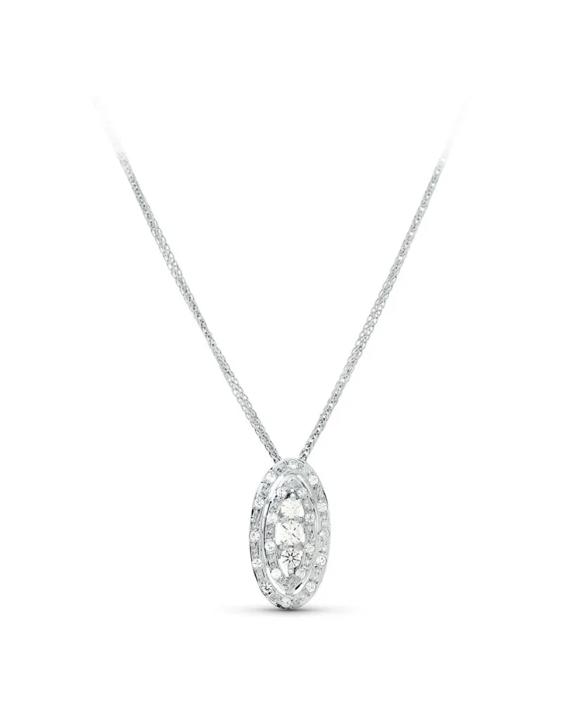 Gargantilla oro blanco 18k circonita motivo oval 45cm