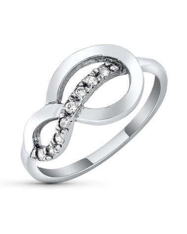 Sortija oro blanco 18k nudo infinito circonitas 10mm