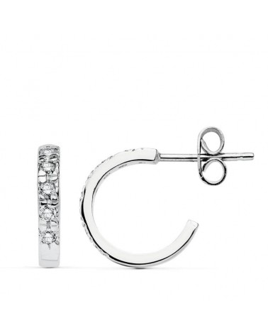 Aros oro blanco 18k circonita 12 mm