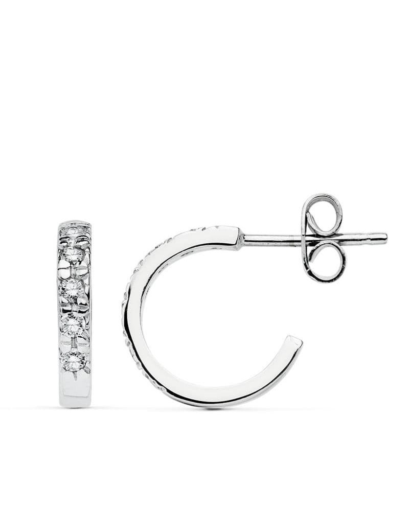 Aros oro blanco 18k circonita 12 mm