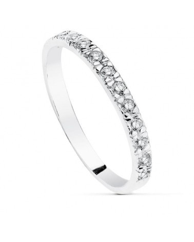 Sortija oro blanco 18k circonitas carril 2 mm