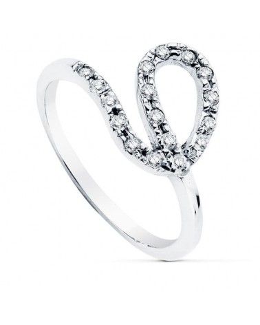 Sortija oro blanco 18k lazo circonitas 11mm
