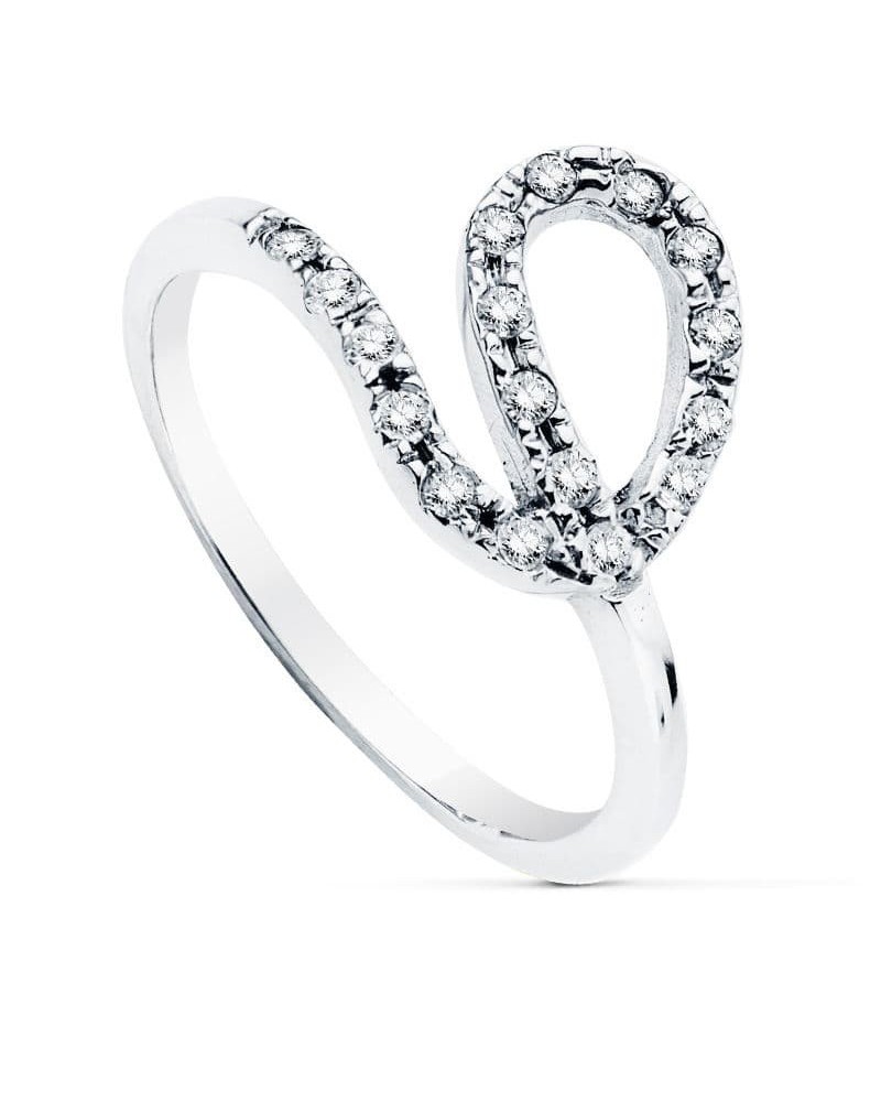 Sortija oro blanco 18k lazo circonitas 11mm