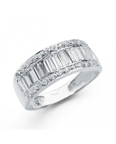 Sortija oro blanco 18k circonitas baguette 8mm