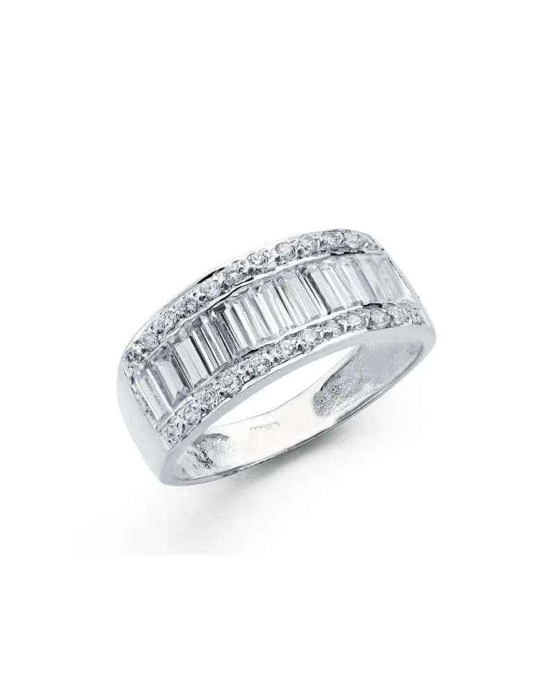 Sortija oro blanco 18k circonitas baguette 8mm