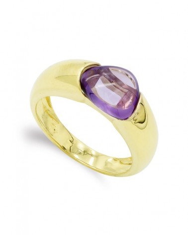 Sortija oro amarillo 18k piedra color violeta 8mm