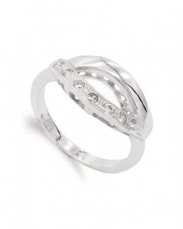 Sortija oro blanco 18k circonitas 9,5mm