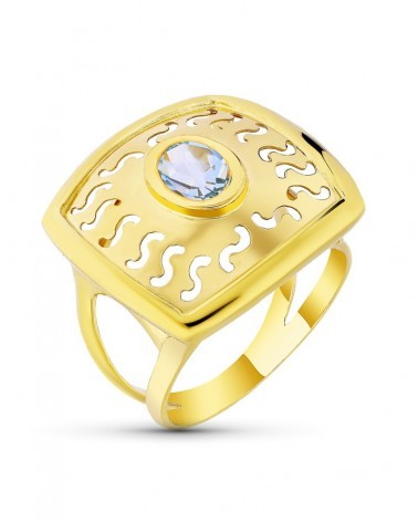Sortija oro 18k motivo calado circonita 20mm
