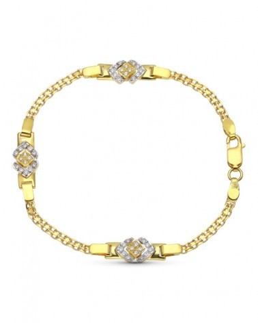 Pulsera oro 18k bicolor circonitas diseño rombos