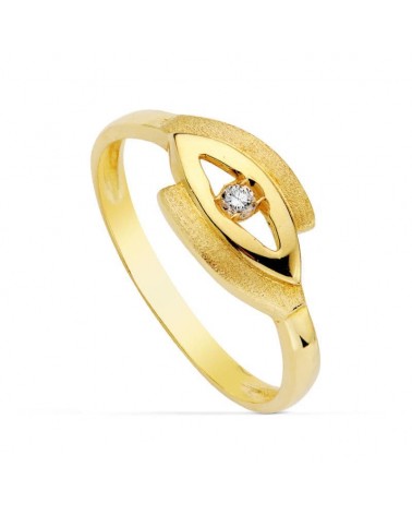Anillo oro 18k ojo circonita juego comunión 7,5mm