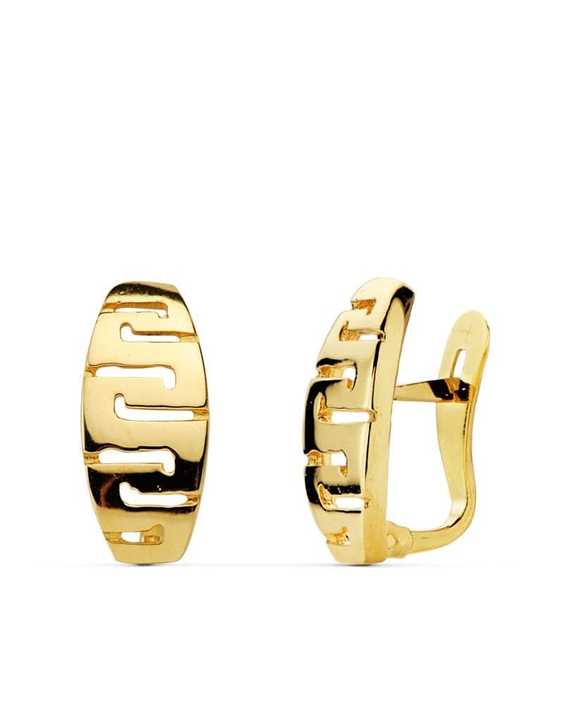Pendientes oro 18k greca catalana 13x6 mm
