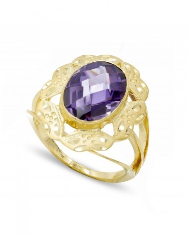 Sortija oro 18k amatista oval 14x10mm