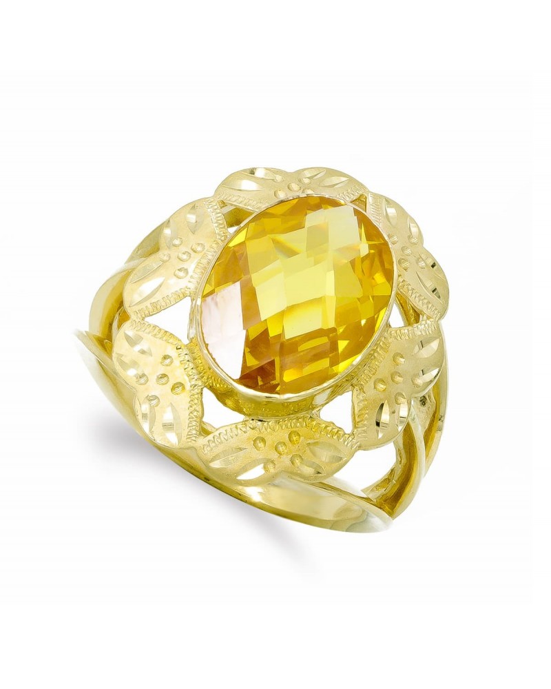 Sortija oro 18k topacio oval 14x10mm