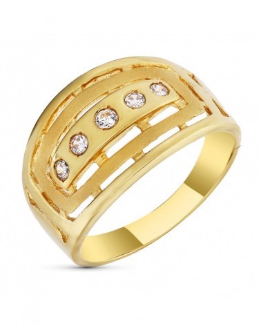 Sortija oro 18k amarillo calada circonitas 12mm
