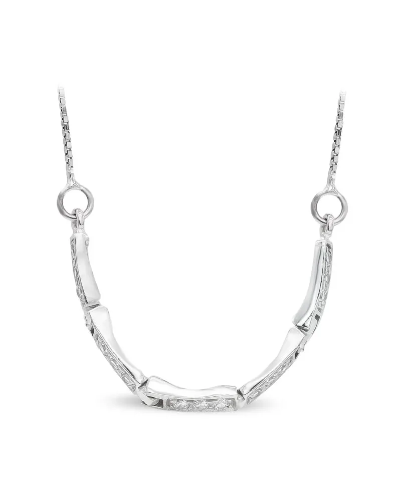 Gargantilla oro blanco 18k circonitas estilo moderno