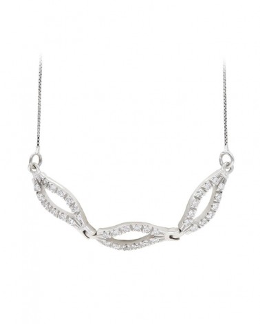 Gargantilla oro blanco 18k circonitas eslabones ovalados