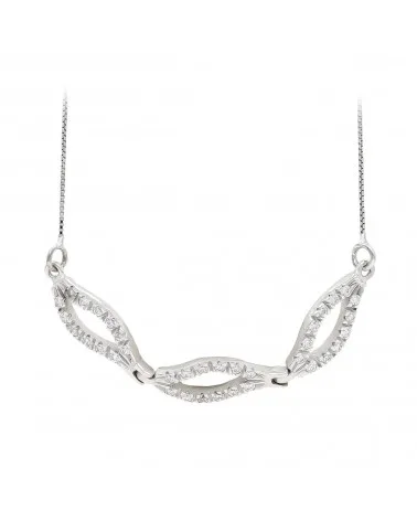 Gargantilla oro blanco 18k circonitas eslabones ovalados