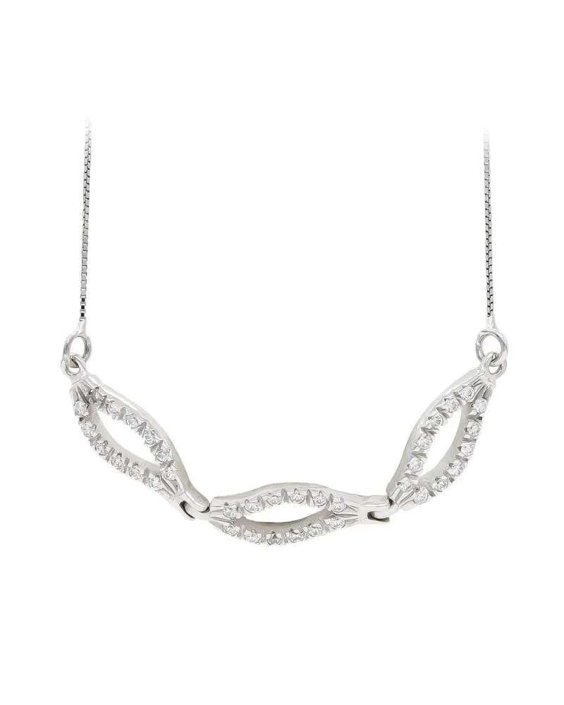 Gargantilla oro blanco 18k circonitas eslabones ovalados