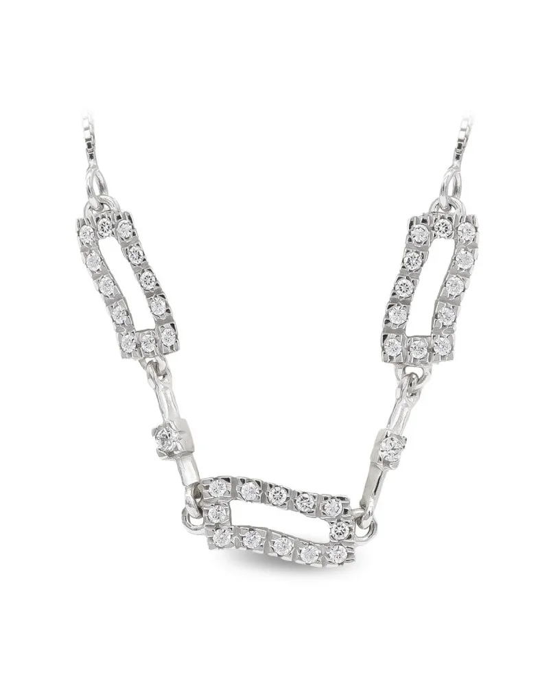 Gargantilla oro blanco 18k circonitas eslabones rectangulares
