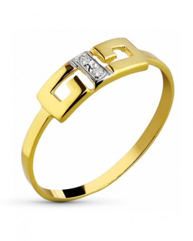 Anillo oro 18k bicolor greca circonitas 4,5mm