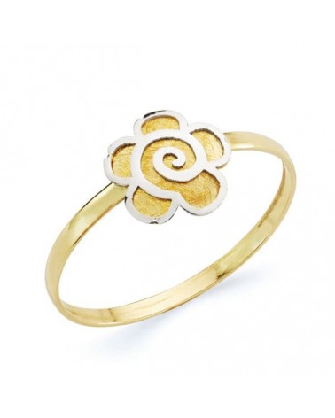 Anillo oro 18k bicolor margarita 8x8mm