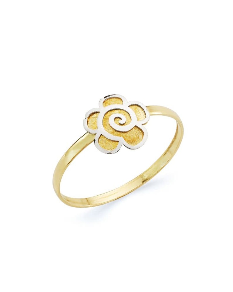 Anillo oro 18k bicolor margarita 8x8mm