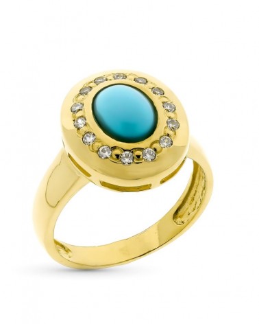 Sortija oro 18k turquesa natural circonitas