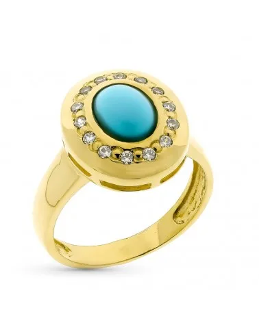 Sortija oro 18k turquesa natural circonitas