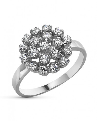 Sortija oro blanco 18k circonita ancha