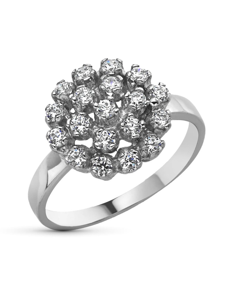Sortija oro blanco 18k circonita ancha