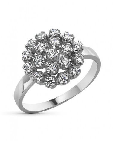 Sortija oro blanco 18k circonita ancha