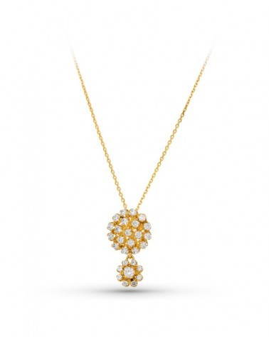 Gargantilla oro blanco 18k circonitas doble motivo floral