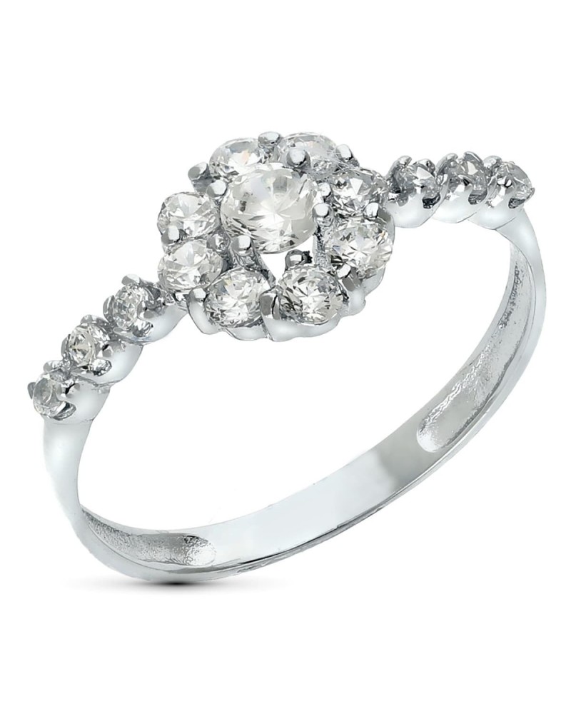 Sortija oro blanco 18k circonitas cuajo 8,5mm