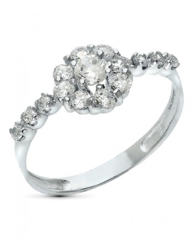 Sortija oro blanco 18k circonitas cuajo 8,5mm