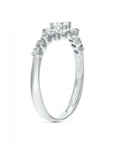 Sortija oro blanco 18k circonitas cuajo 8,5mm