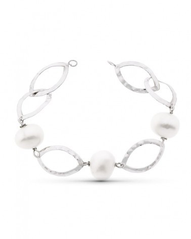 Pulsera oro blanco 18k perlas cultivadas 18cm
