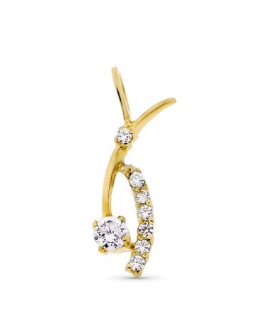 Colgante oro blanco 18k circonitas 15x8 mm