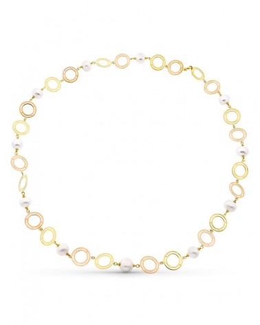Gargantilla oro 18k bicolor perlas cultivadas 85cm