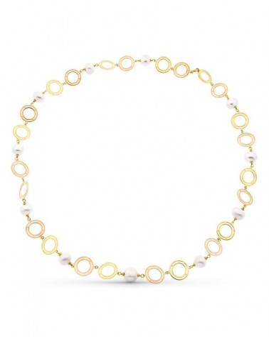 Gargantilla oro 18k bicolor perlas cultivadas 85cm