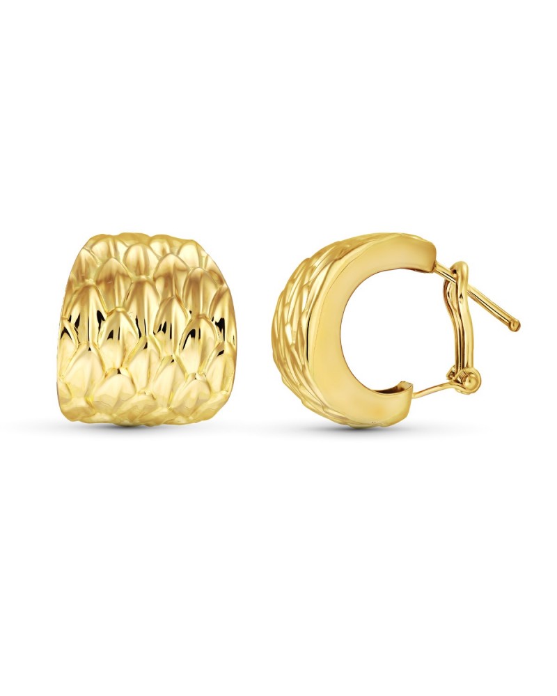 Pendientes oro 18k tallados 18x17 mm cierre omega