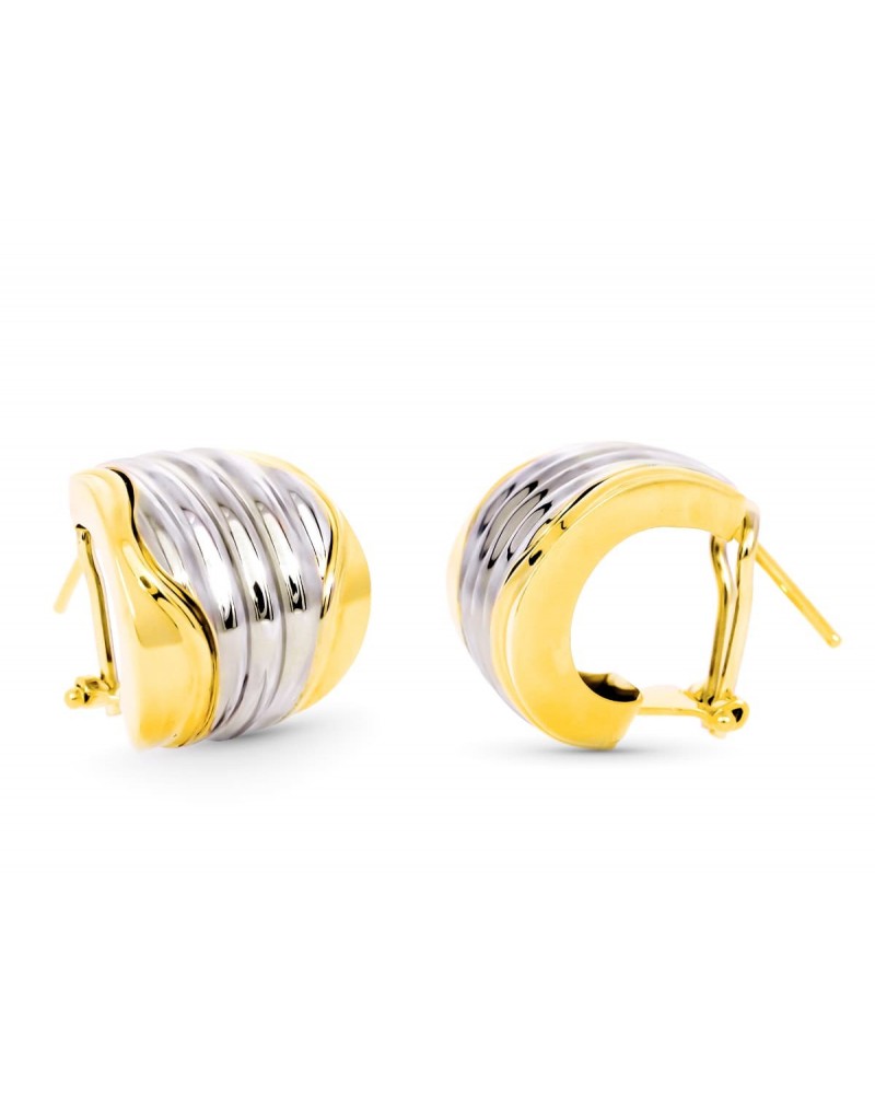 Pendientes oro bicolor 18k cierre omega 8,82 gramos